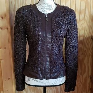 Joseph Ribkoff Brown Packable Croc Trim Jacket